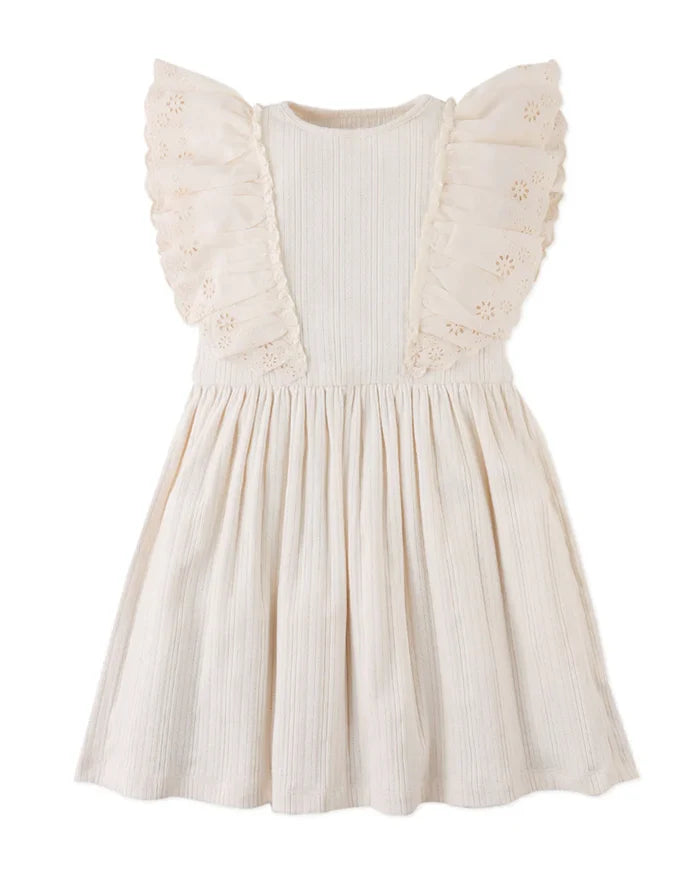 Liberty Multi-ribbed Dress With Eyelet Ruffle Sleeves
