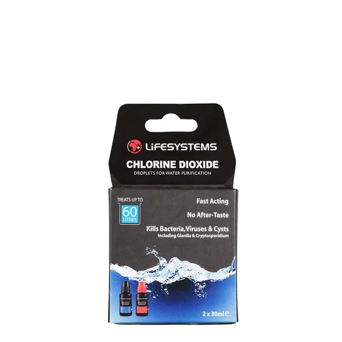 Lifesystems Chlorine Dioxide Water Purification Drops packaging on a white background