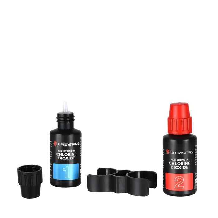 Twin Lifesystems Chlorine Dioxide Water Purification Droplet bottles showing the droplet applicator on a white background