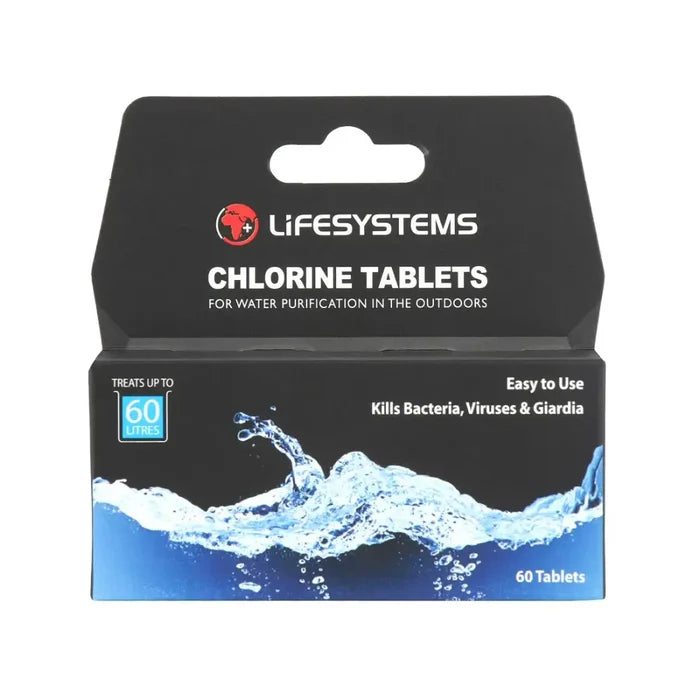Lifesystems Chlorine Water Purification Tablets packaging on a white background