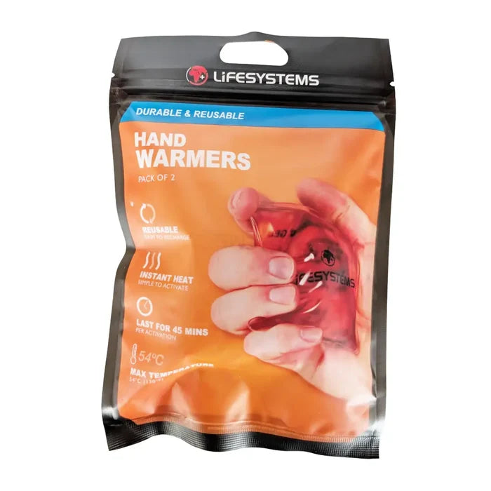 Lifesystems reusable hand warmers packaging front details on a white background