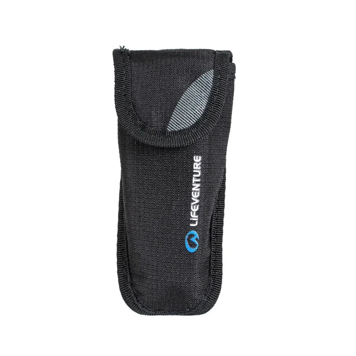 Front shot of the carry case for holding the Lifeventure stainless steel folding cutlery set