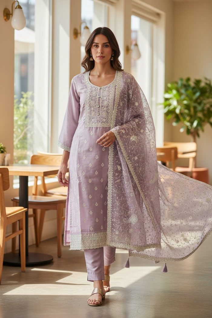 Light purple salwar set by Kurti Connection USA
