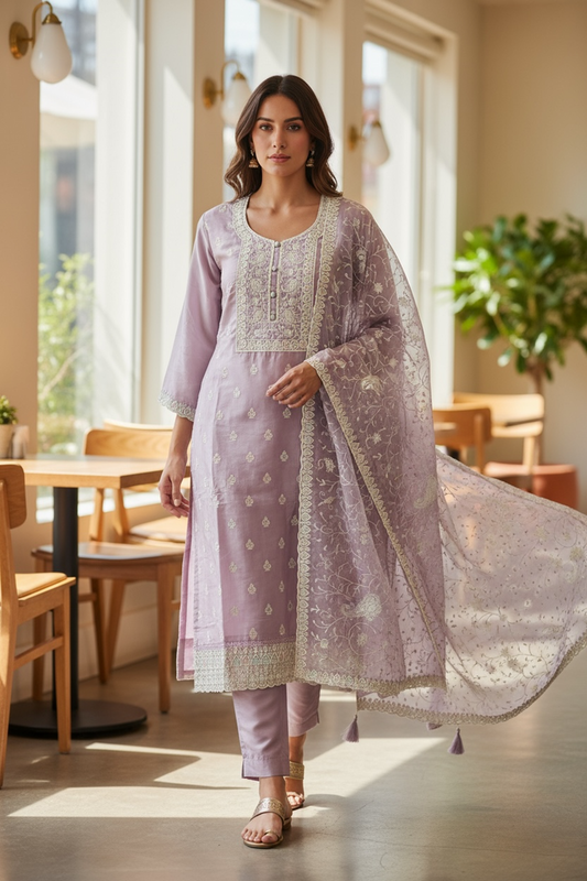 Light purple salwar set by Kurti Connection USA