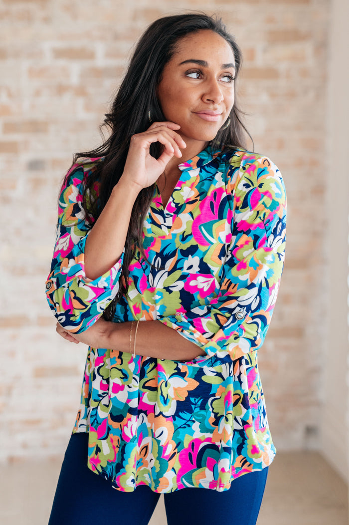 Lizzy Blouse in Neon Floral