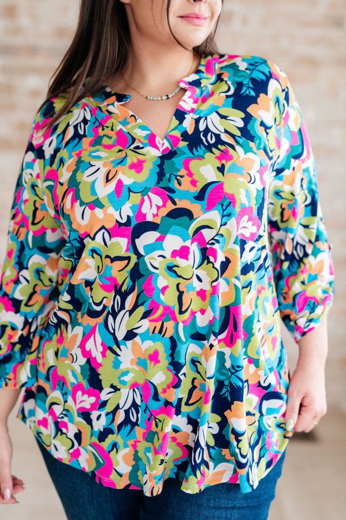 Lizzy Blouse in Neon Floral