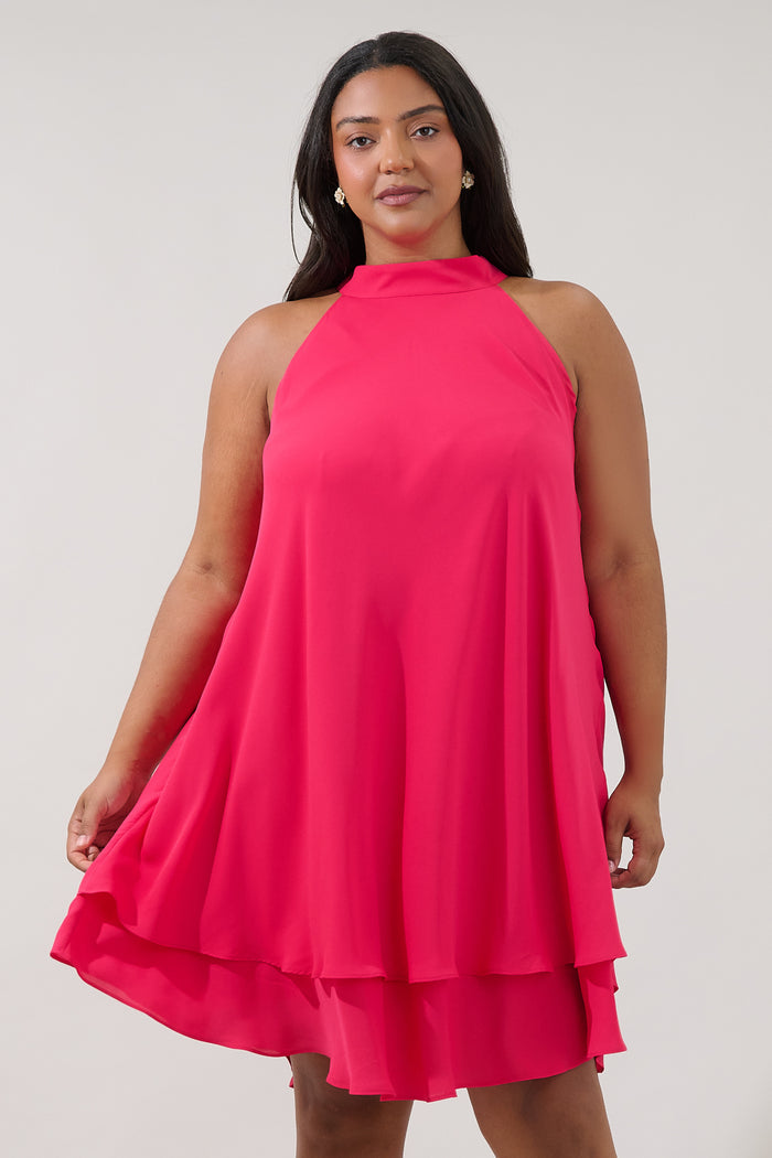Lyra Back Bow Halter Mini Dress Curve