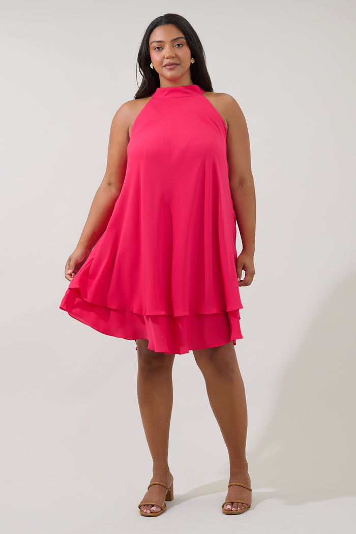 Lyra Back Bow Halter Mini Dress Curve