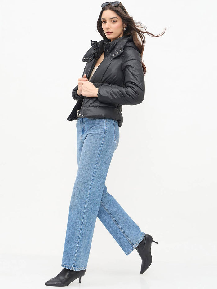 Madame Black Quilted PU Leather Jacket