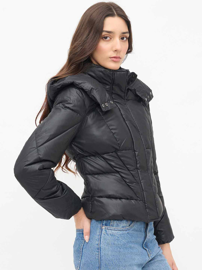 Madame Black Quilted PU Leather Jacket