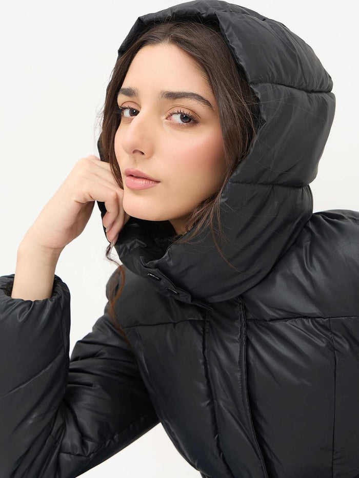 Madame Black Quilted PU Leather Jacket