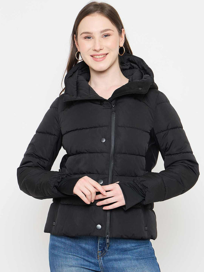 Madame Black Quilted Puffer Jacket with Hood