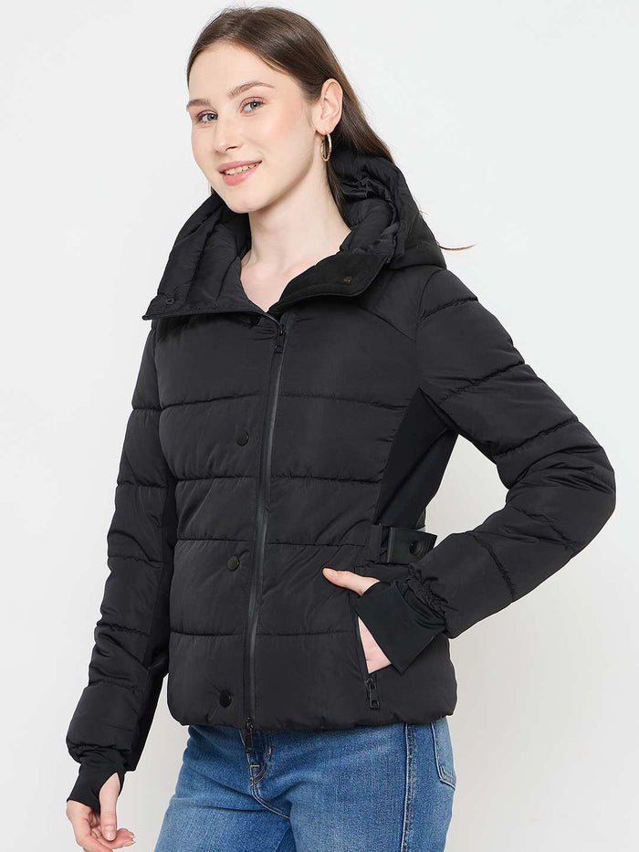 Madame Black Quilted Puffer Jacket with Hood