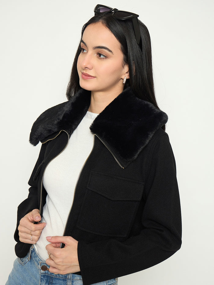 Madame Black Shacket with Zipper