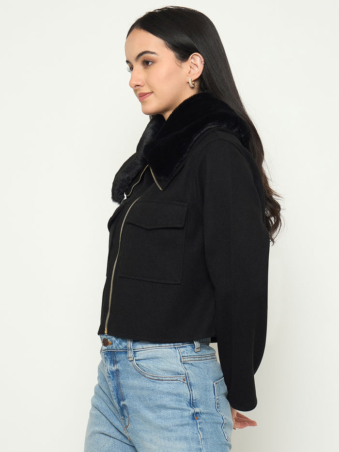 Madame Black Shacket with Zipper