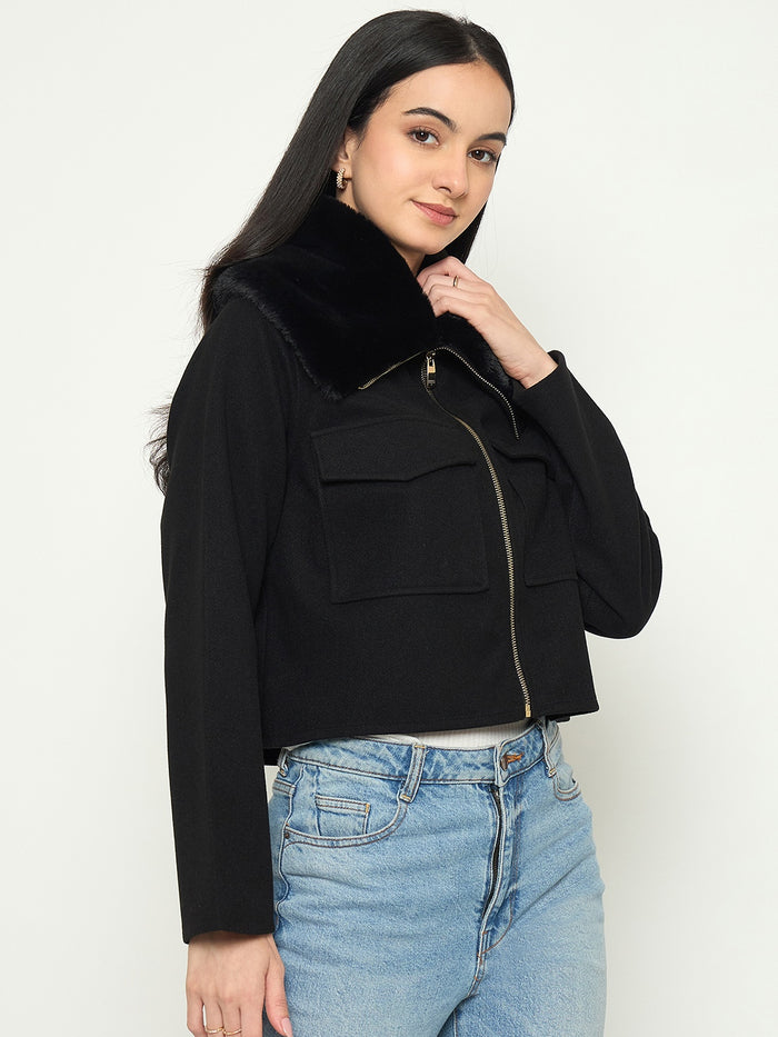 Madame Black Shacket with Zipper