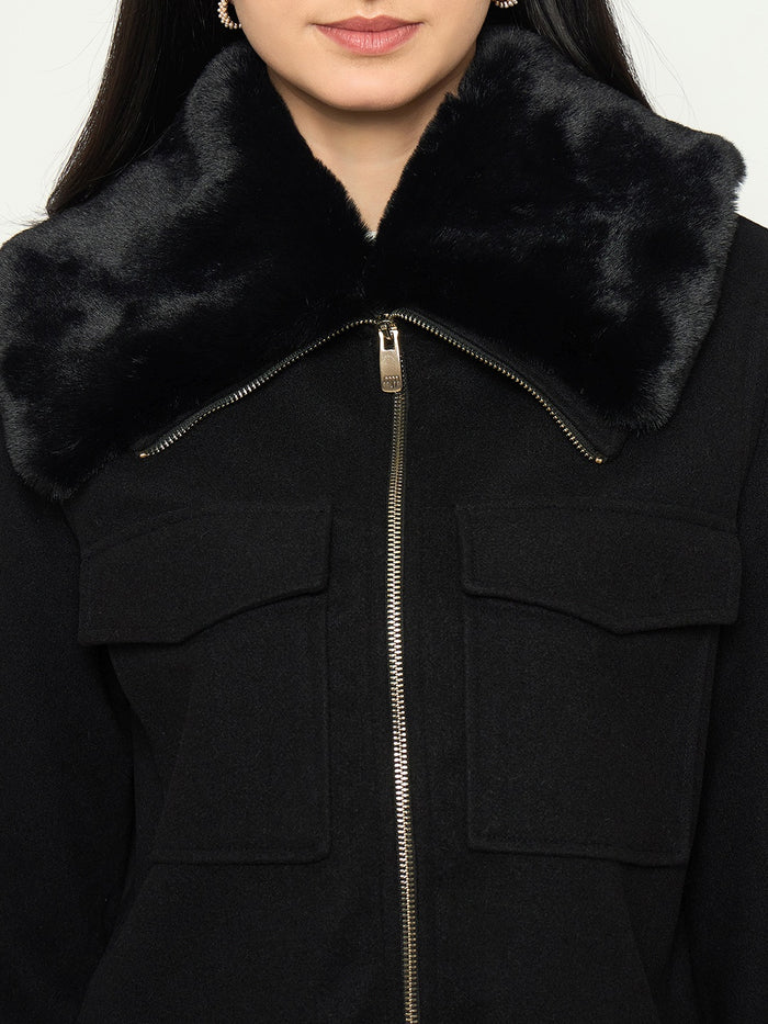 Madame Black Shacket with Zipper