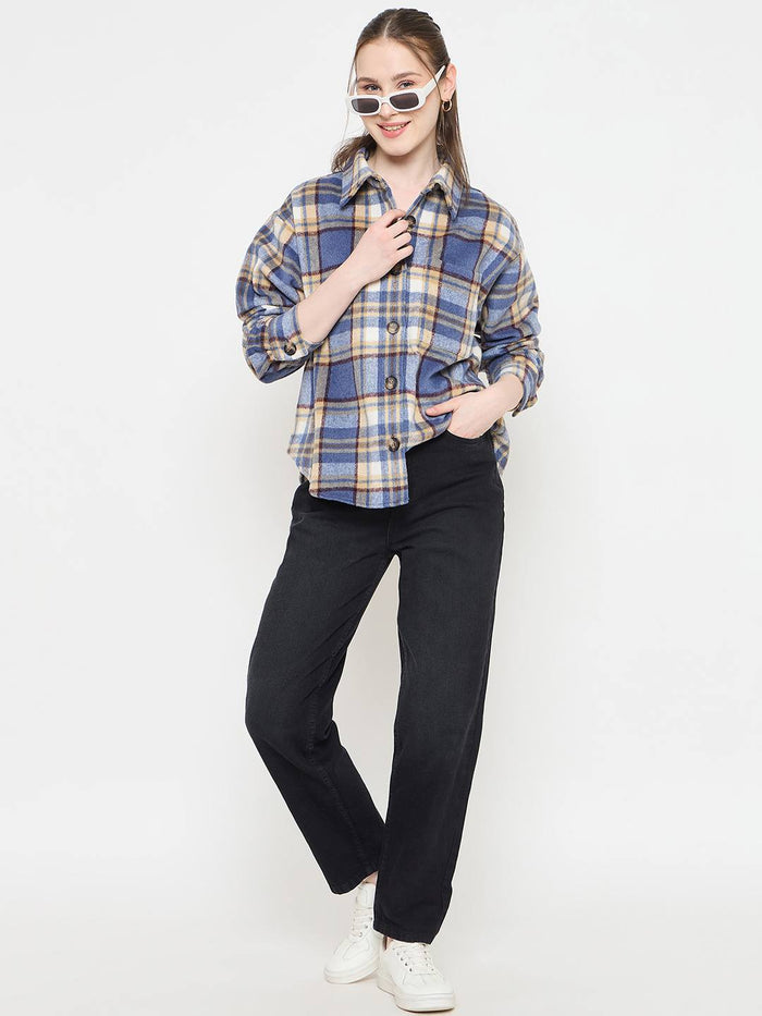 Madame Blue Checkered Shacket