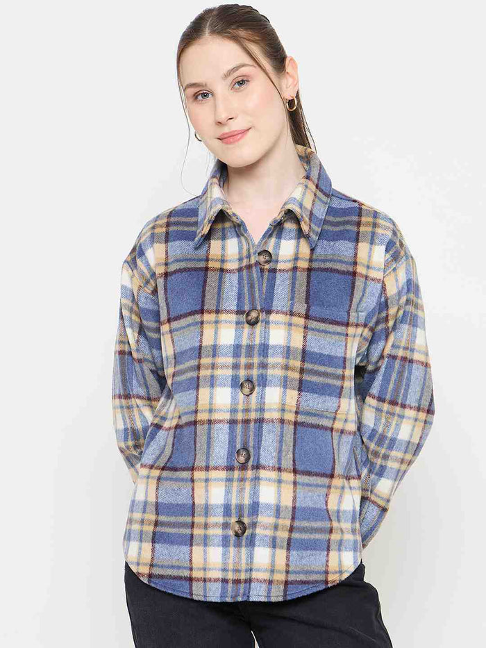 Madame Blue Checkered Shacket