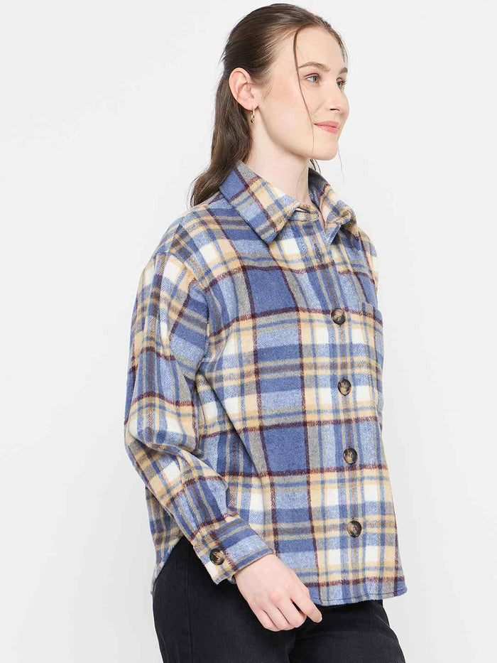 Madame Blue Checkered Shacket