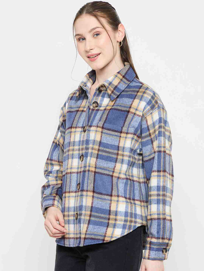Madame Blue Checkered Shacket