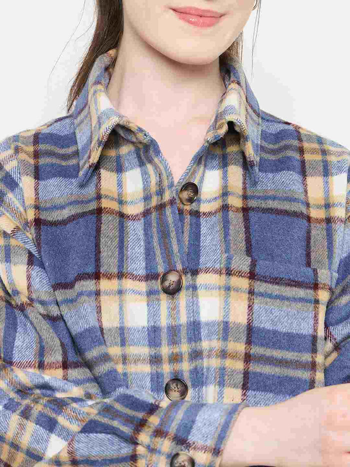 Madame Blue Checkered Shacket