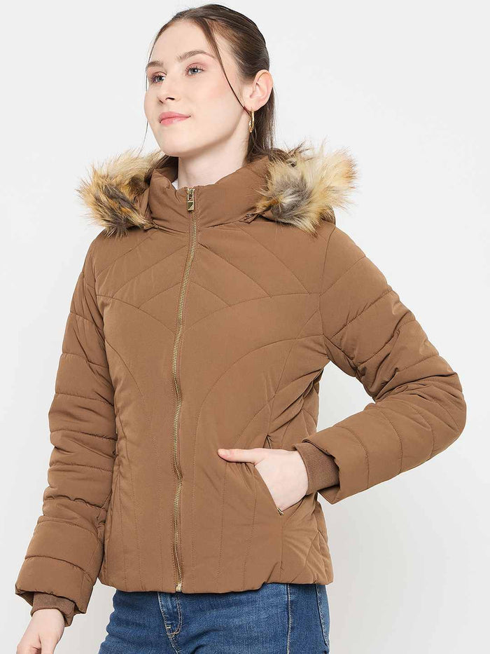 Madame Brown Quilted Hooded Jacket