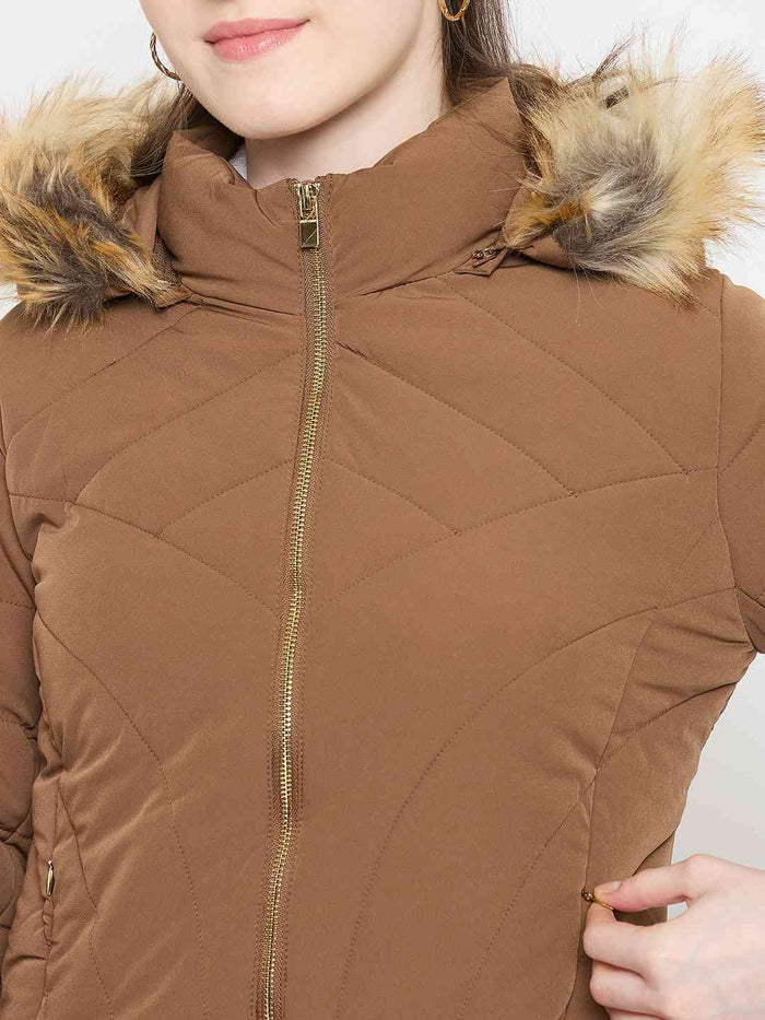 Madame Brown Quilted Hooded Jacket