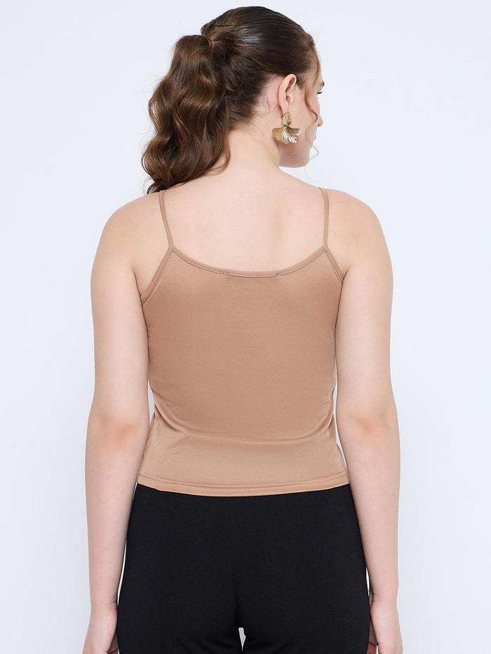 Madame Crushed Tissue Flounce Sleeve Beige Shirt