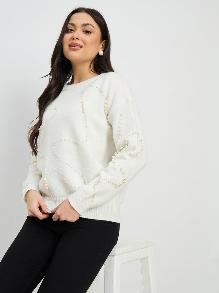 Madame Embellished off White Sweater
