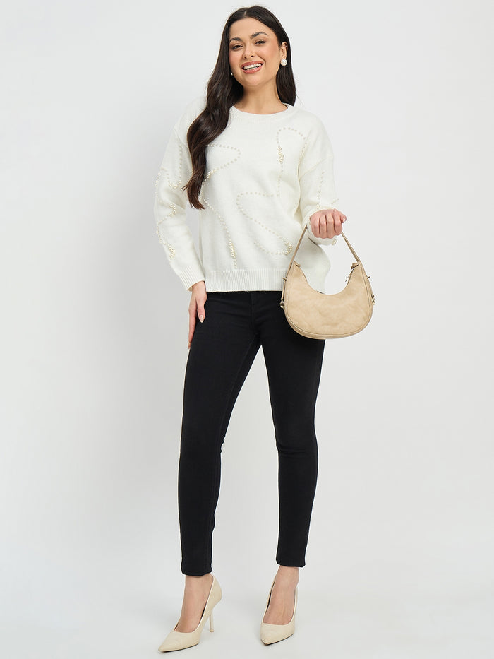 Madame Embellished off White Sweater