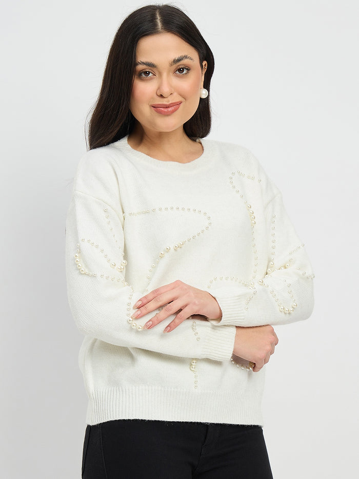 Madame Embellished off White Sweater