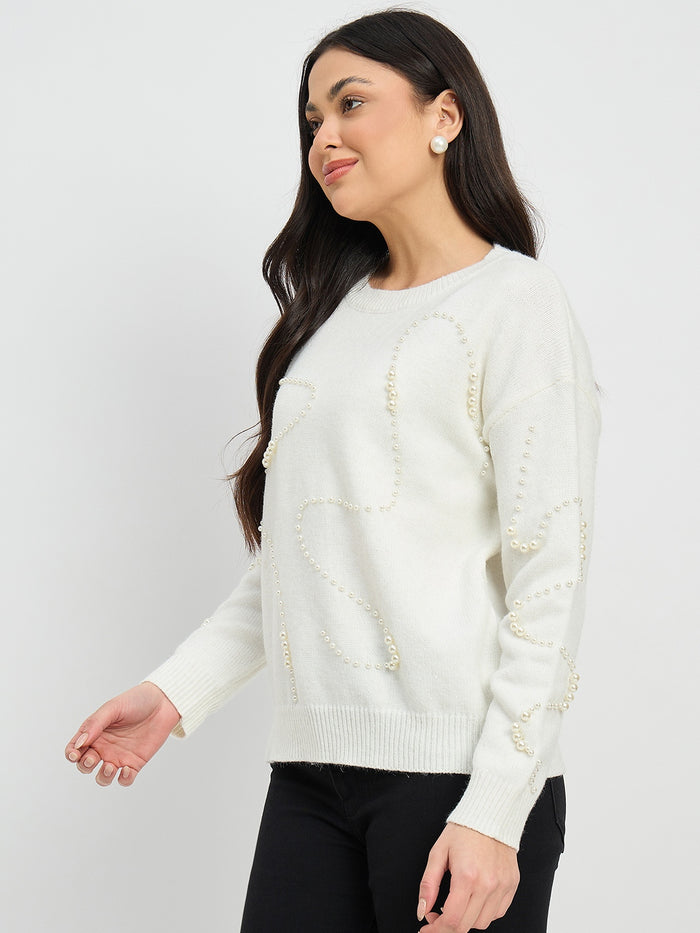 Madame Embellished off White Sweater