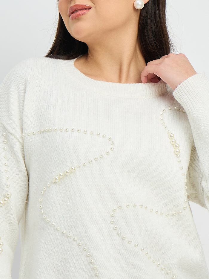 Madame Embellished off White Sweater