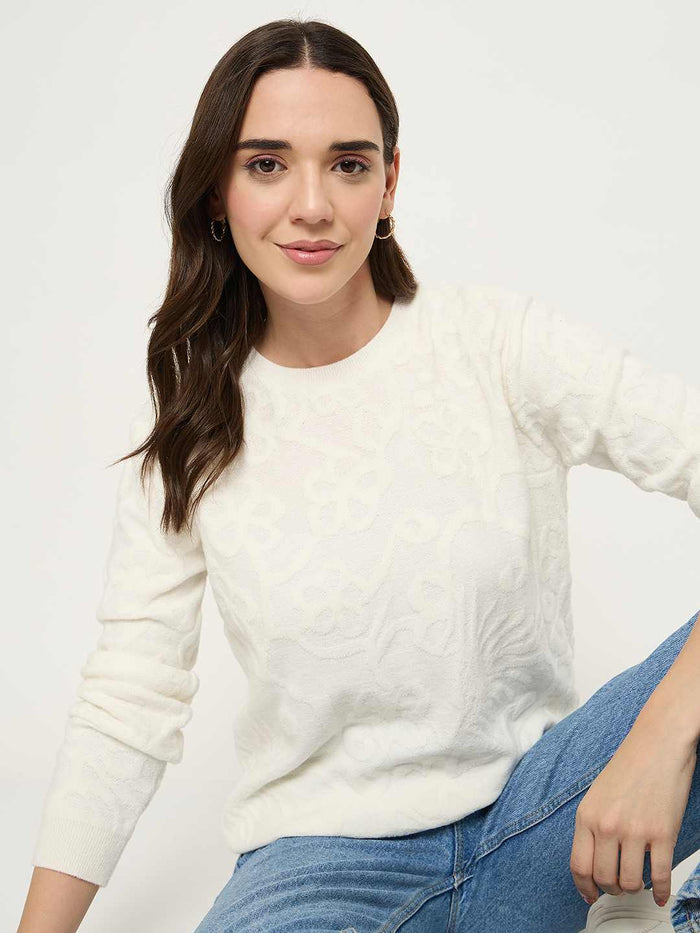 Madame Embossed White Sweater
