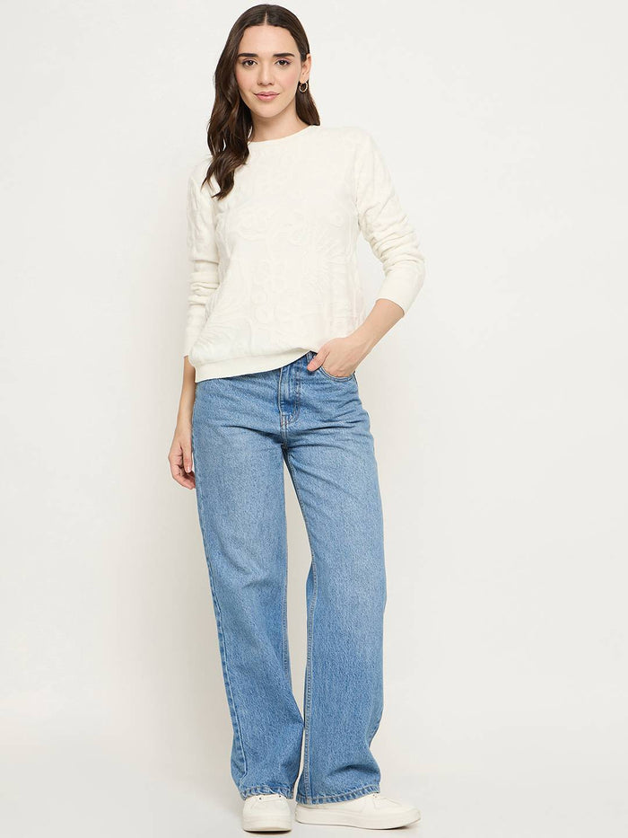 Madame Embossed White Sweater