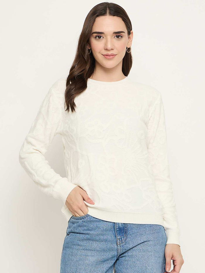 Madame Embossed White Sweater