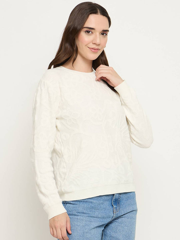 Madame Embossed White Sweater