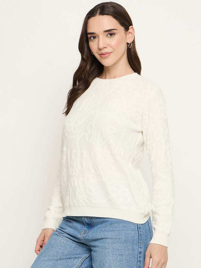 Madame Embossed White Sweater