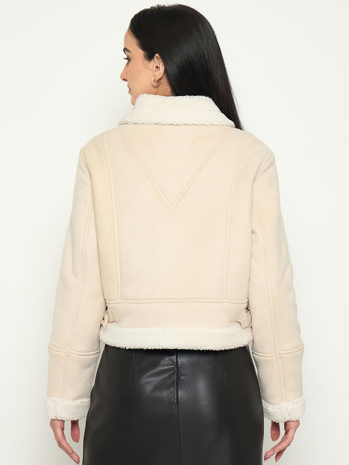 Madame Fleece Trim Off White Jacket