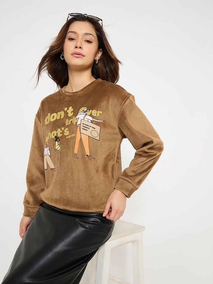 Madame Graphic Print Brown Sweatshirt