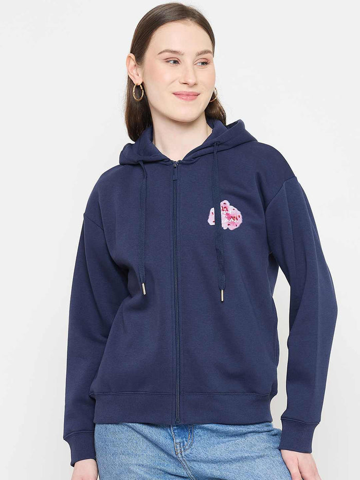 Madame Hooded Blue Sweatshirt with Zipper