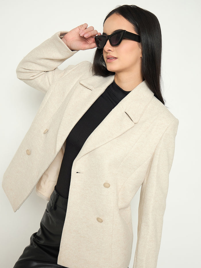 Madame Notch Lapel Beige Coat