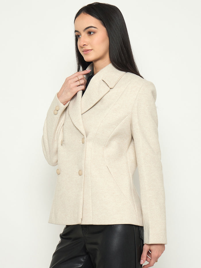 Madame Notch Lapel Beige Coat