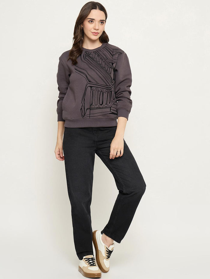 Madame Printed Grey Sweatshirt