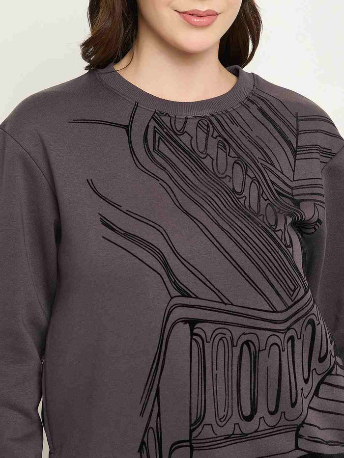 Madame Printed Grey Sweatshirt