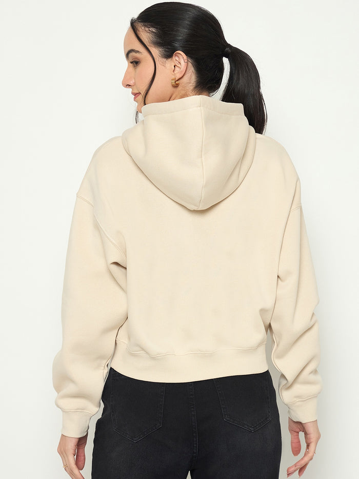 Madame Printed Sweatshirt with Drawstring Hood Neckline