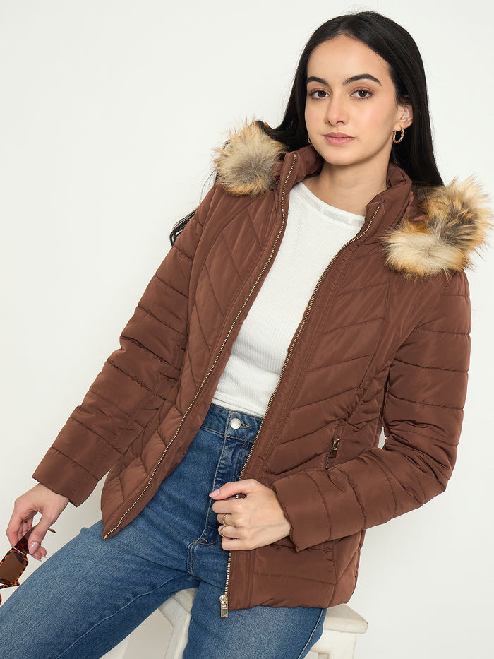 Madame Quilted Faux Fur Hooded Jacket