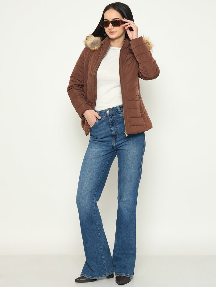 Madame Quilted Faux Fur Hooded Jacket