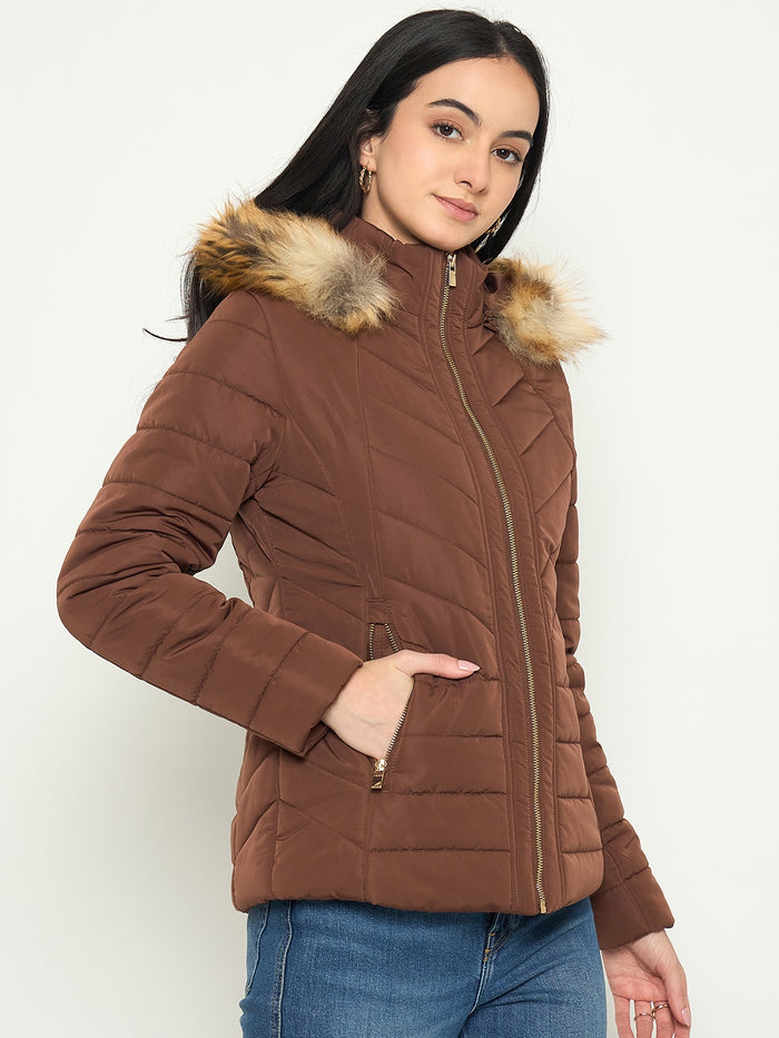 Madame Quilted Faux Fur Hooded Jacket